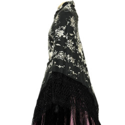 MANTÓN DE MANILA NEGRO-PLATA
