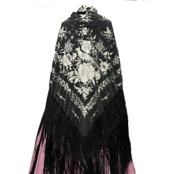 MANTÓN DE MANILA NEGRO-PLATA