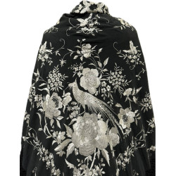 MANTÓN DE MANILA NEGRO-PLATA