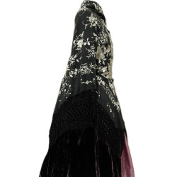 MANTÓN DE MANILA NEGRO-PLATA