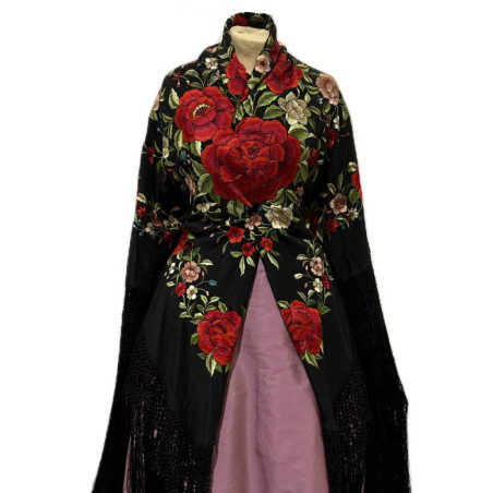 MANTÓN DE MANILA NEGRO-COLORES
