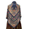 mantón estampado pajaritos azul marino
