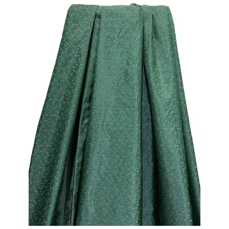 TELA FLORECITAS VERDE GRANATE