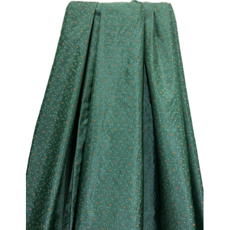 TELA FLORECITAS VERDE GRANATE