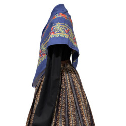 PAÑUELO AZUL PLOMO ROSAS