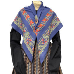 PAÑUELO AZUL PLOMO ROSAS