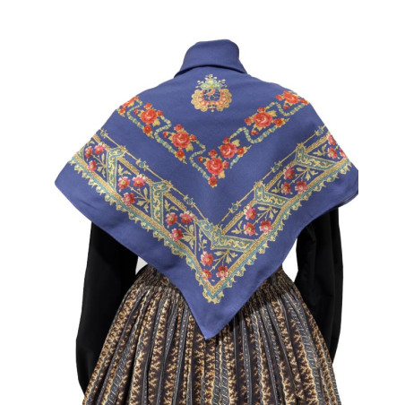 PAÑUELO AZUL PLOMO ROSAS