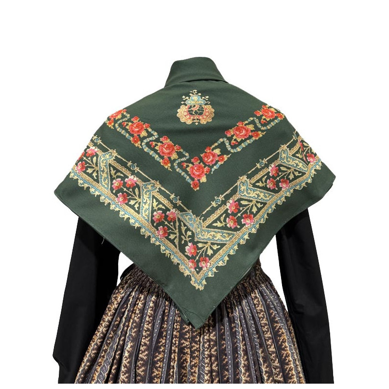 PAÑUELO VERDE  ROSAS