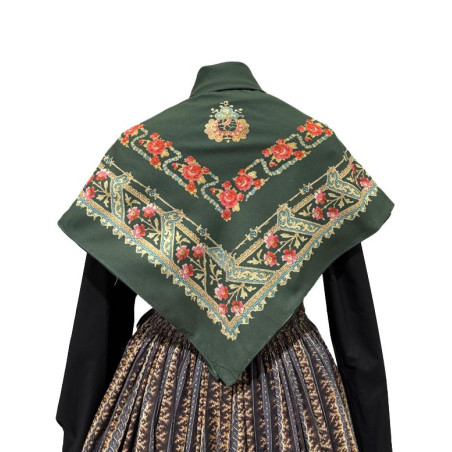 PAÑUELO VERDE  ROSAS