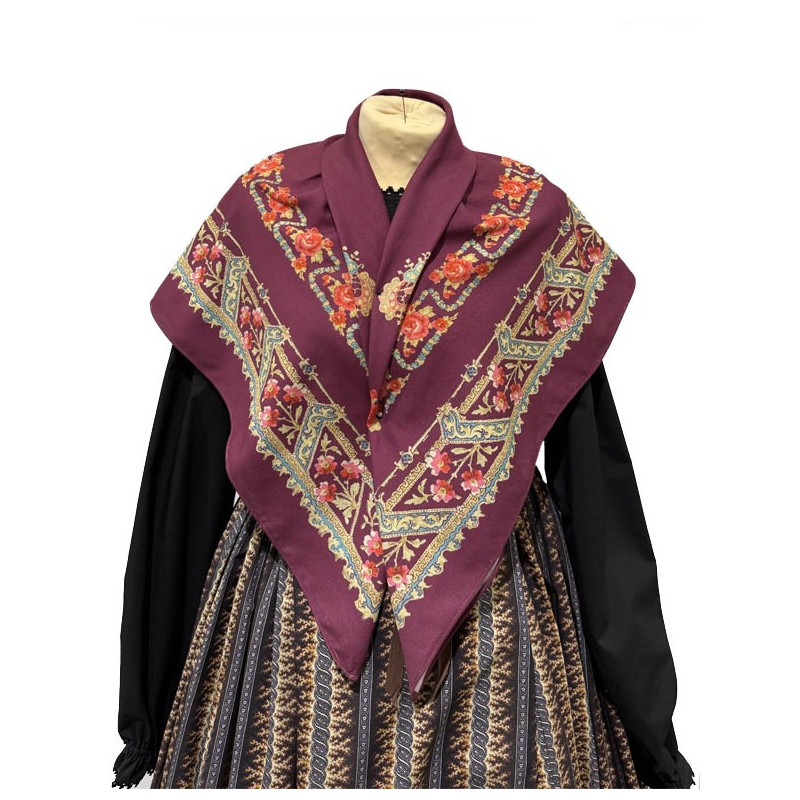 PAÑUELO GRANATE  ROSAS