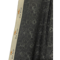 TELA ALGODÓN FLOR PUNTOS NEGRA