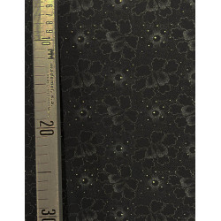 TELA ALGODÓN FLOR PUNTOS NEGRA