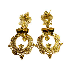 PENDIENTES LAZO PLATA BAÑO DE ORO