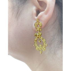 PENDIENTES LAZO PLATA BAÑO DE ORO