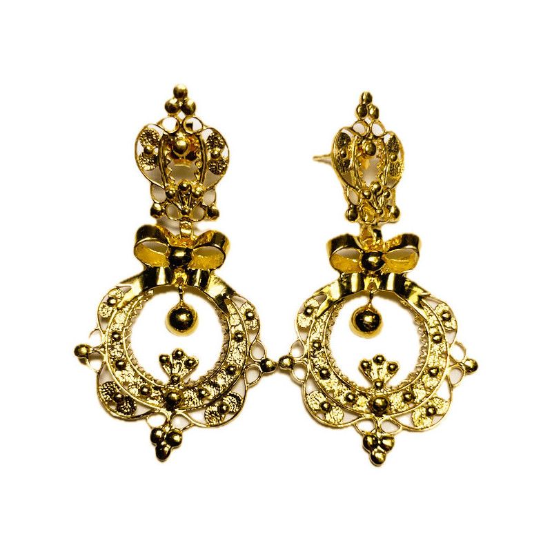 PENDIENTES LAZO PLATA BAÑO DE ORO