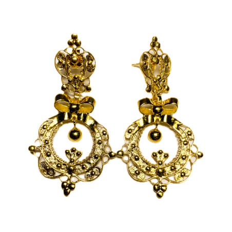 PENDIENTES LAZO PLATA BAÑO DE ORO