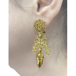 PENDIENTES BELLOTA PLATA BAÑO DE ORO