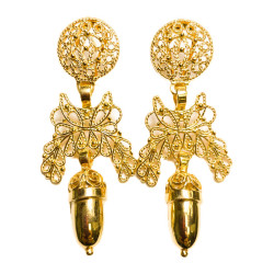 PENDIENTES BELLOTA PLATA BAÑO DE ORO