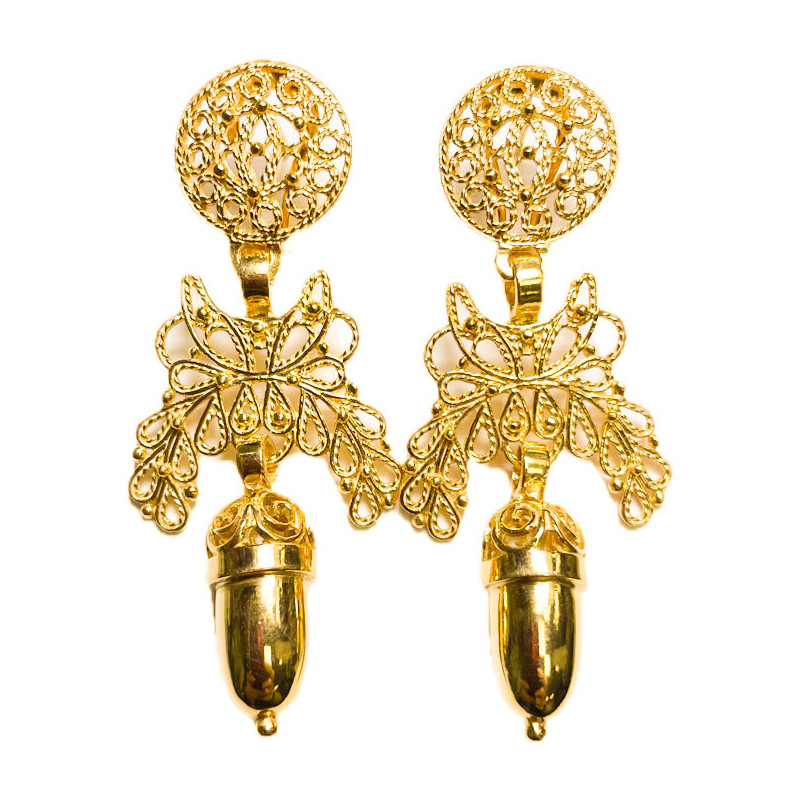 PENDIENTES BELLOTA PLATA BAÑO DE ORO