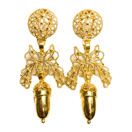 PENDIENTES BELLOTA PLATA BAÑO DE ORO