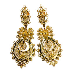 PENDIENTES LAZO PLATA BAÑO DE ORO