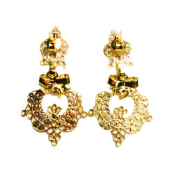 PENDIENTES LAZO PLATA BAÑO DE ORO