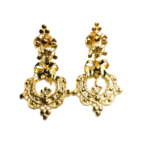 PENDIENTES LAZO PLATA BAÑO DE ORO