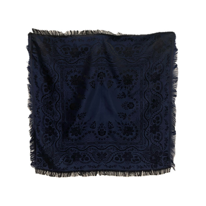 PAÑUELO SEDA NEGRO- AZUL MARINO