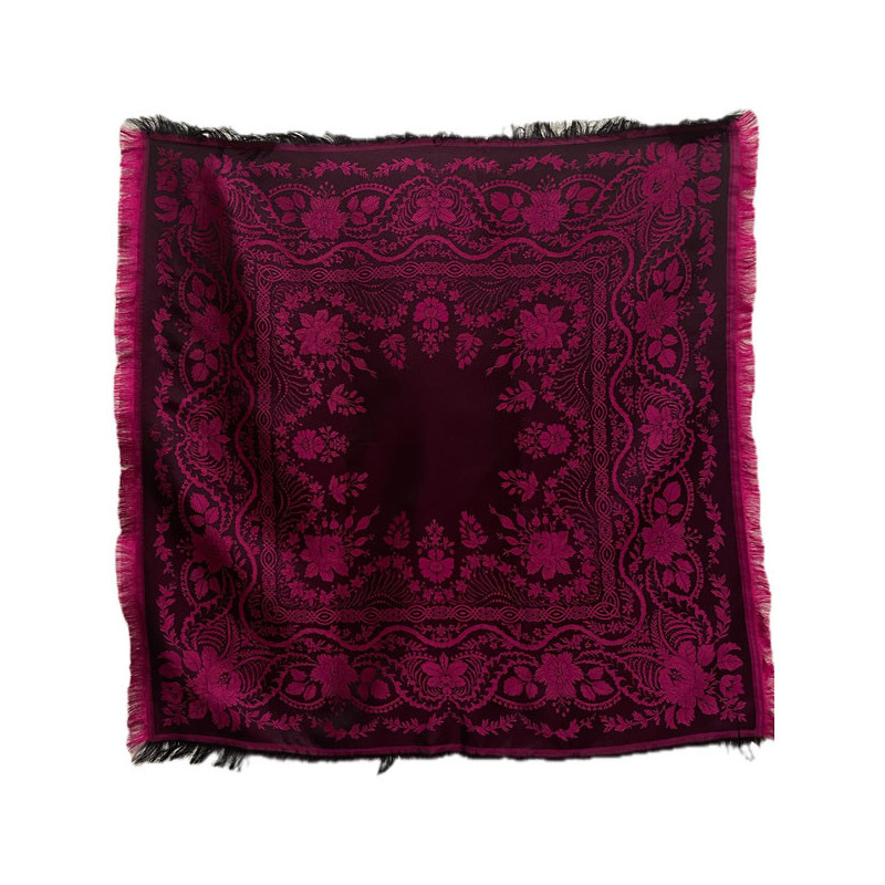 PAÑUELO SEDA NEGRO-FUCSIA