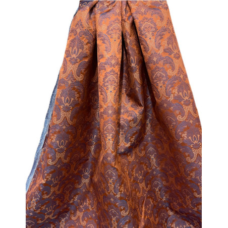 TELA BROCHADO NARANJA-AZUL