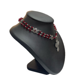 COLLAR O RECORCILLA PLATA GRANATE