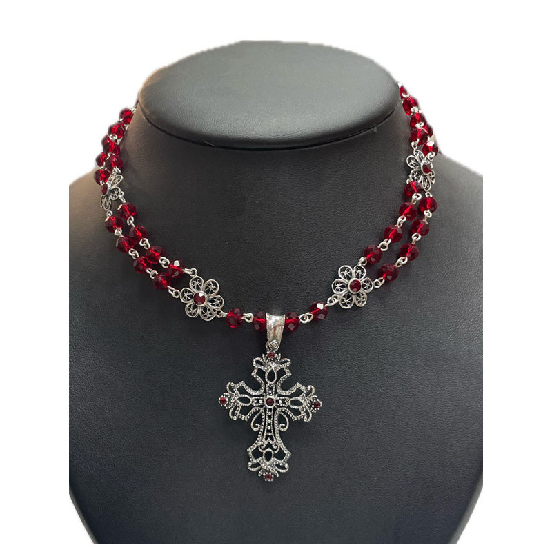 COLLAR O RECORCILLA PLATA GRANATE