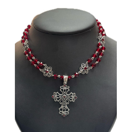 COLLAR O RECORCILLA PLATA GRANATE