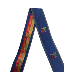 CINTA AZUL FLOR NARANJA-VERDE