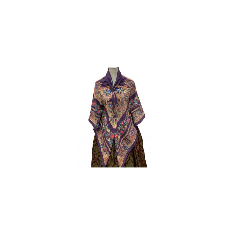 mantón estampado pajaritos morado