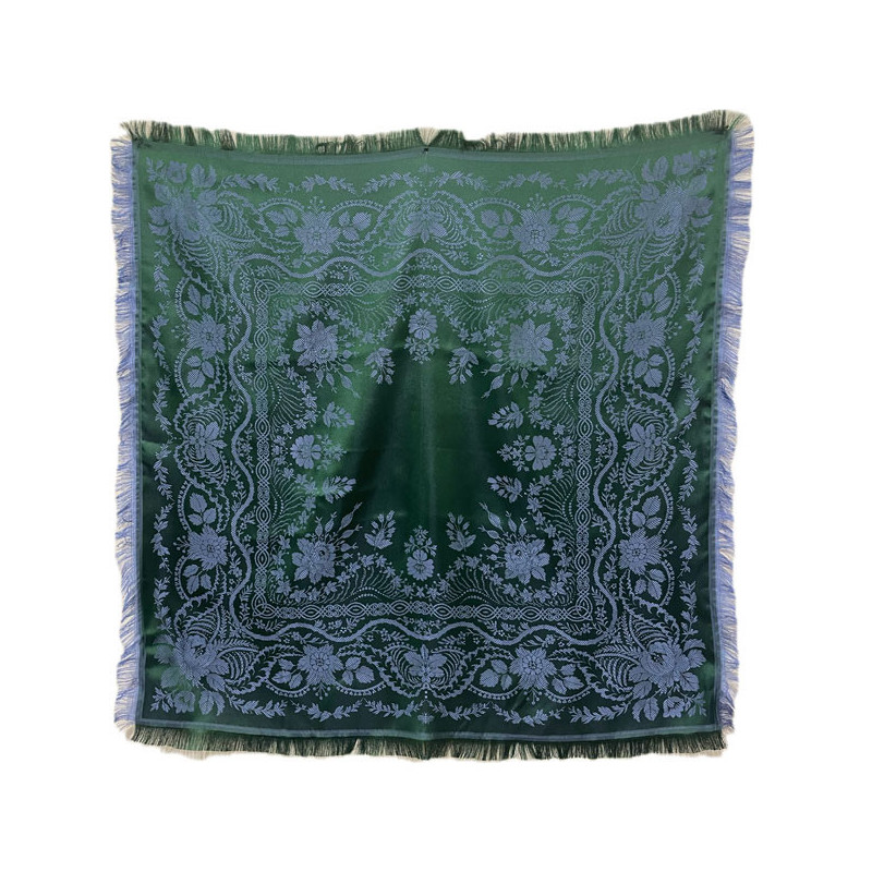 PAÑUELO SEDA VERDE BOTELLA-AZUL