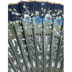 ABANICO AZUL OSCURO FLORES