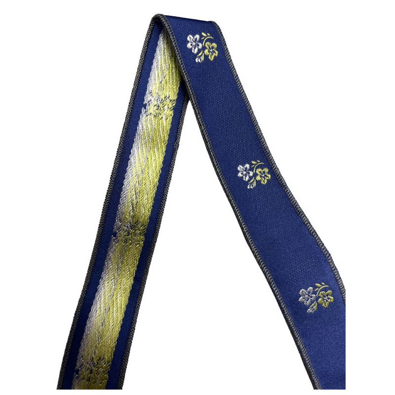 CINTA AZULONA FLORES BLANCA-AMARILLA