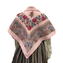 MANTÓN ESTAMPADO ENREJADO ROSA
