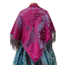 MANTÓN DE SEDA AZUL PLOMO-FUCSIA