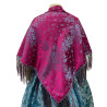MANTÓN DE SEDA AZUL PLOMO-FUCSIA