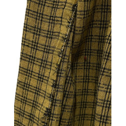 TELA CUADROS MOSTAZA Y AZUL MARINO