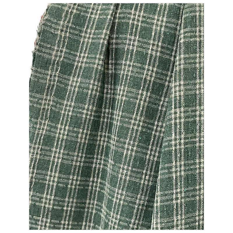 TELA CUADROS VERDE BOTELLA Y BLANCO