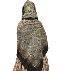 MANTÓN 8 PUNTAS ESTAMPADO NEGRO