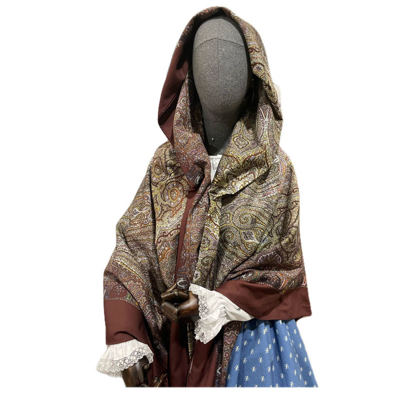 MANTÓN 8 PUNTAS ESTAMPADO GRANATE