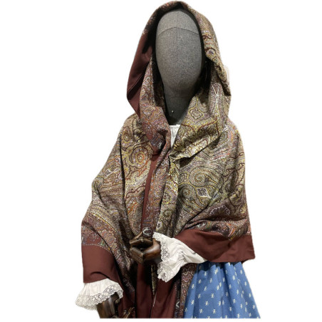 MANTÓN 8 PUNTAS ESTAMPADO GRANATE