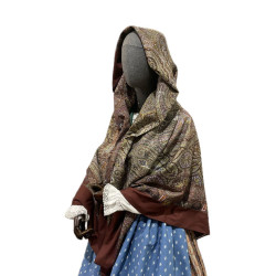 MANTÓN 8 PUNTAS ESTAMPADO GRANATE