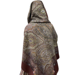 MANTÓN 8 PUNTAS ESTAMPADO GRANATE