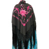 MANTÓN MANILA NEGRO-FUCSIA