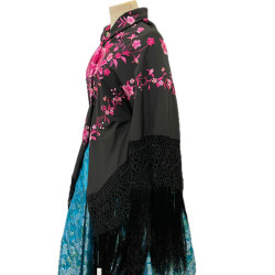 MANTÓN MANILA NEGRO-FUCSIA